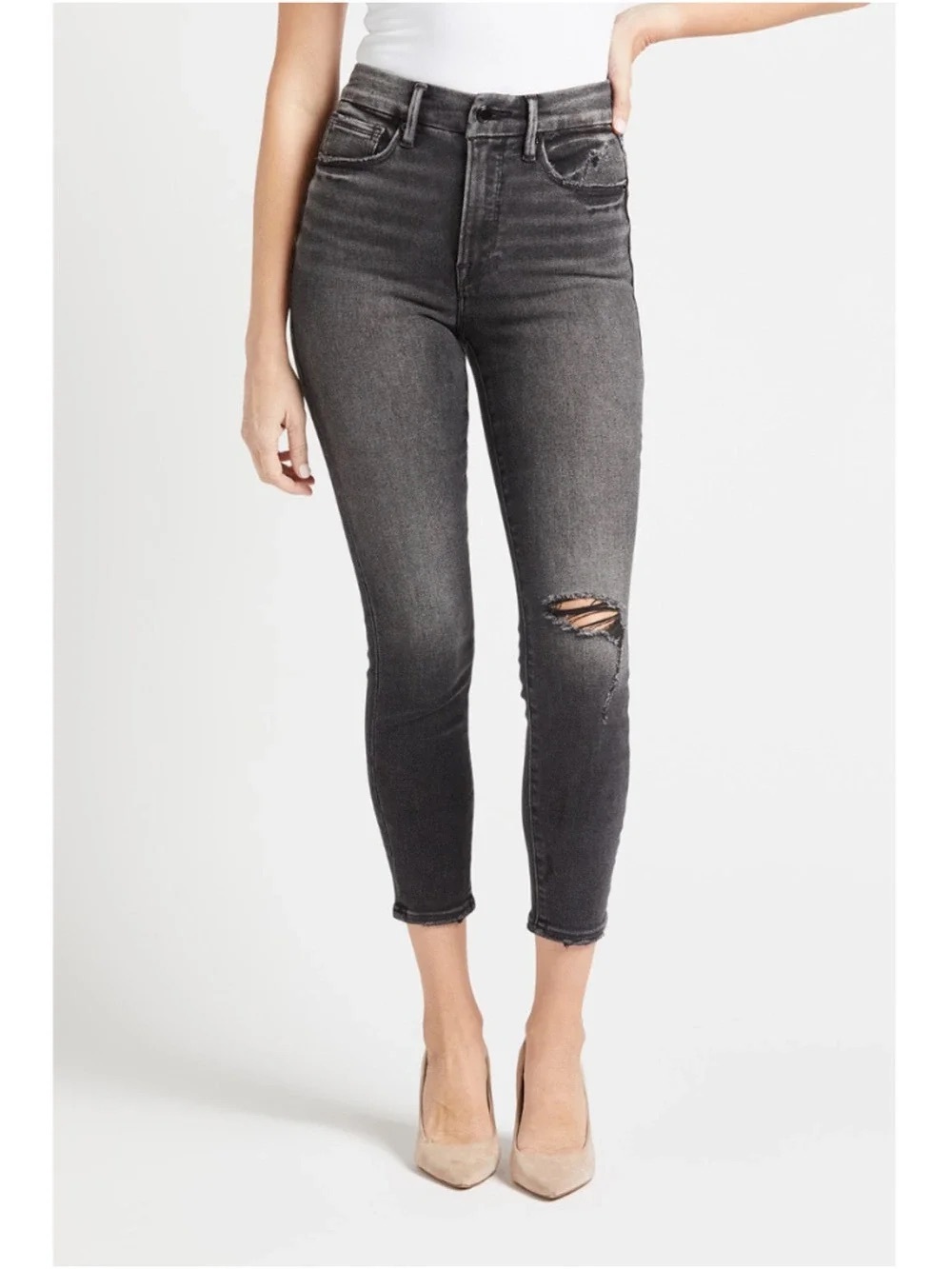 Good American Jeans Good Waist Crop Black 4/27